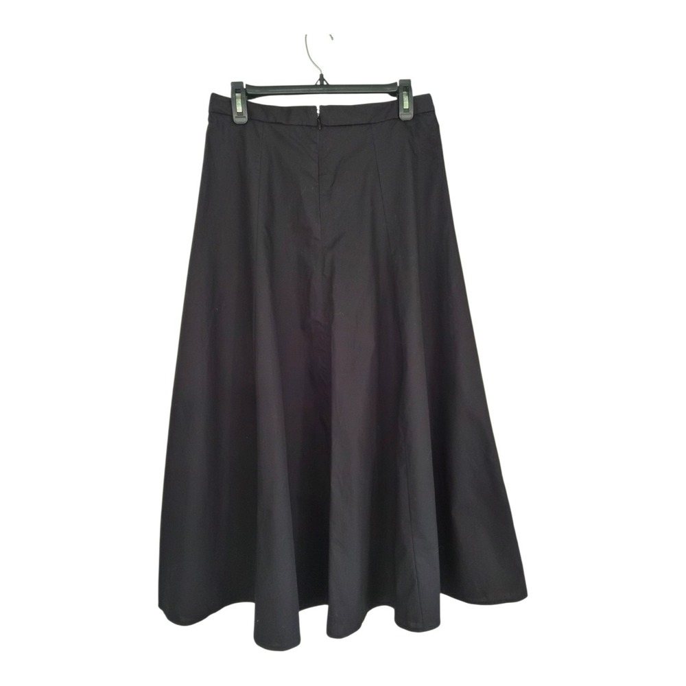 Ann Taylor Black Cotton Midi Skirt Size 4 Full A-Line Balletcore Quiet Luxury